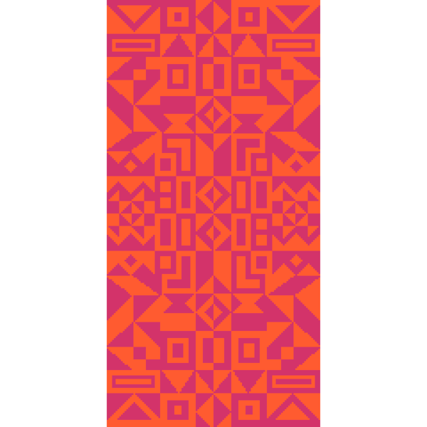 268C - Geometry Cross Stitch Pattern: Alexander Girard Tribal Art PINK ORANGE