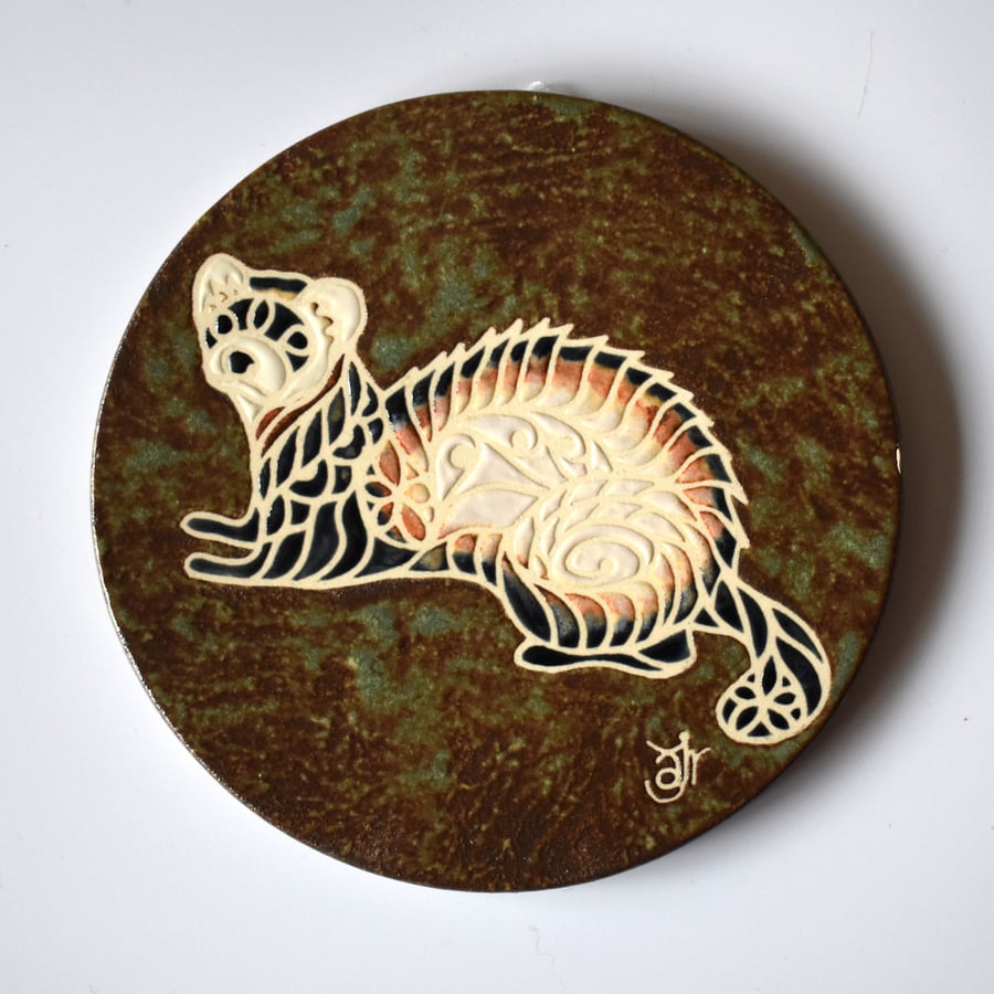 A88 Wall plaque coaster ferret (Free UK postage)
