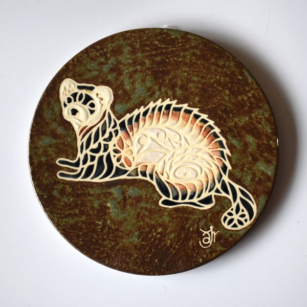A88 Wall plaque coaster ferret (Free UK postage)