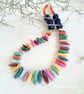 Designer Multicoloured Agate Silver Plated Necklace  - Image 2