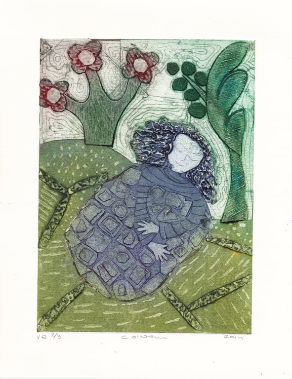 Duvet Dreams 2.3 original Collagraph Print.  numbers 2 of 3