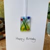 Fused glass summer stems birthday card