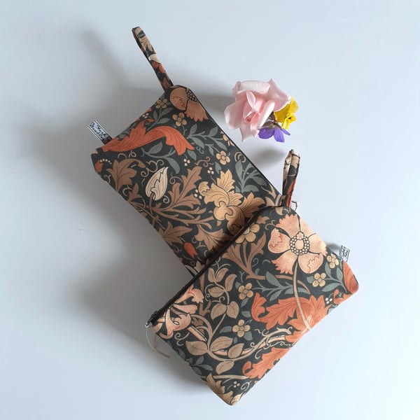 Make up bag upcycled in a vintage Morris for Sanderson Compton autumnal print
