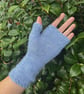 Alpaca Fingerless Gloves Wrist Warmers Light Blue - Image 2