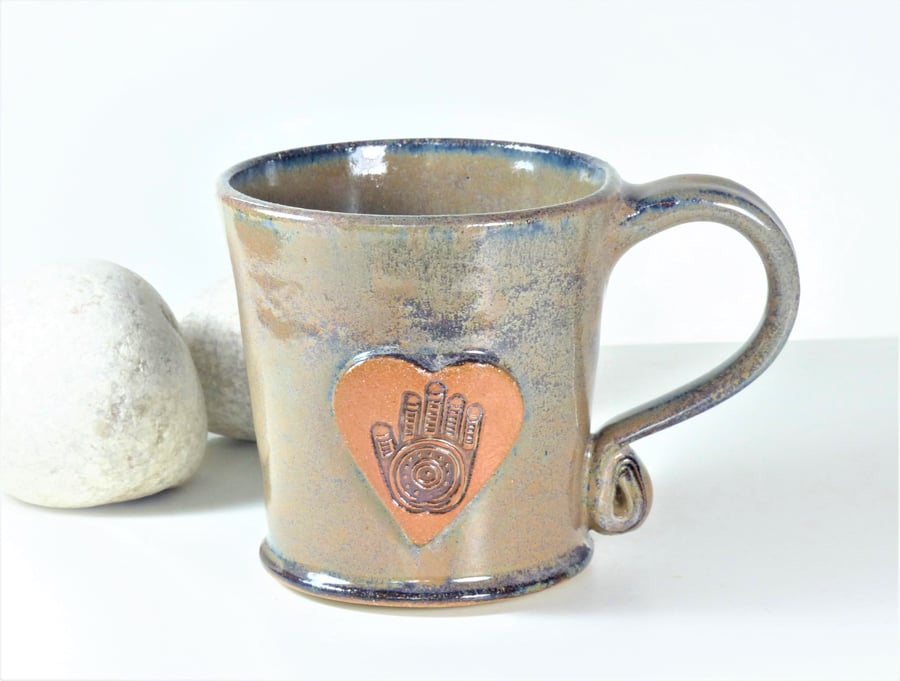 Hand of Hamsa Mug - Handmade Wheelthrown Stoneware Pottery