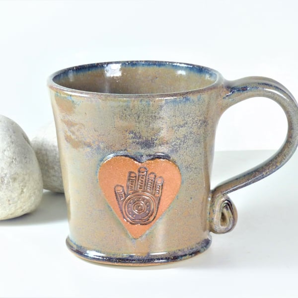 Hand of Hamsa Mug - Handmade Wheelthrown Stoneware Pottery