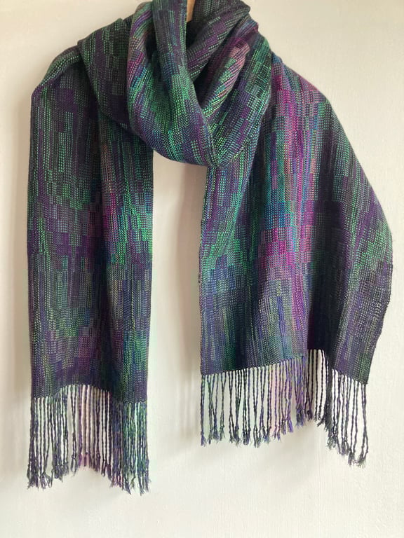 Iris Handwoven Silk, Cotton and Merino Scarf