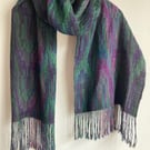 Iris Handwoven Silk, Cotton and Merino Scarf