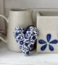 SALE 2026 - LIBERTY PRINT FLORAL MINI HEART - cobalt blue and white