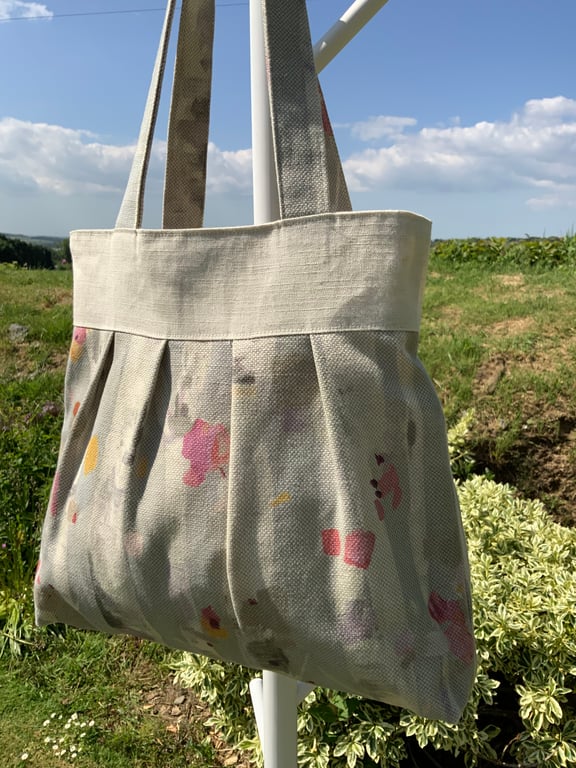Tote Bag, Pleated Tote Bag, Linen, Hand Bag, Day Bag, Handmade Bag, Voyage