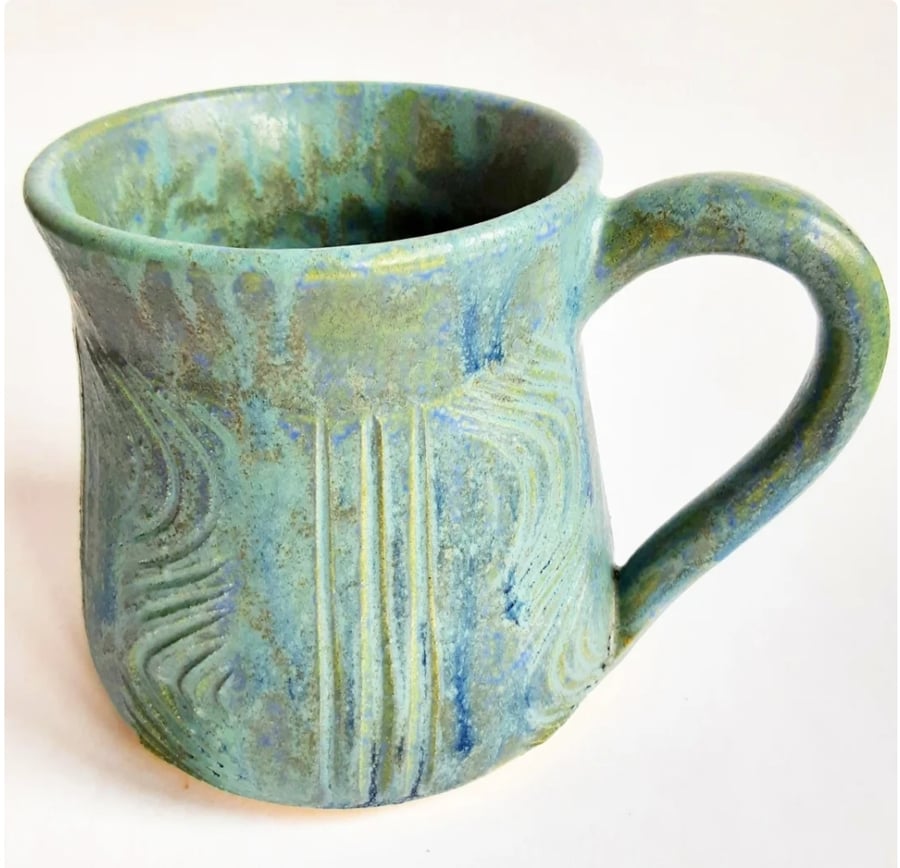 Blue Glazed Mug - Hand Thrown Stoneware Ceramic Mug 