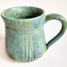Blue Glazed Mug - Hand Thrown Stoneware Ceramic Mug 