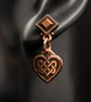 Copper heart charm handmade stud earring drops , copper jewellery - Image 2