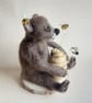 Needle felted bear, Bear with beehive, Bumble bees, OOAK ornament, Handmade - Image 3