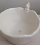 Ceramic tealight wth white bunny hearts and paw prints, rabbit candle holder - Image 5