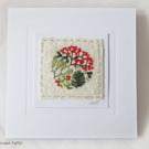 HAND EMBROIDERED CHRISTMAS CARD WINTER FOLIAGE