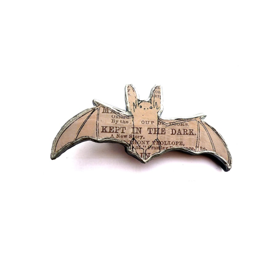 Whimsical resin Grey Bat Brooch by EllyMental