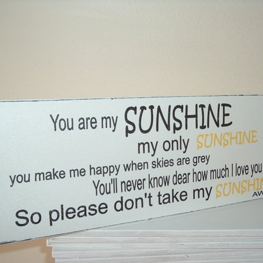 shabby chic plaque sign you are my sunshine 