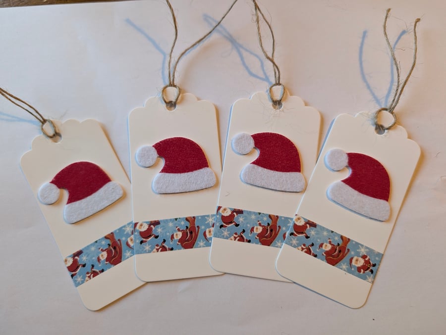 Homemade Christmas gift tags pack - Santa's hat 