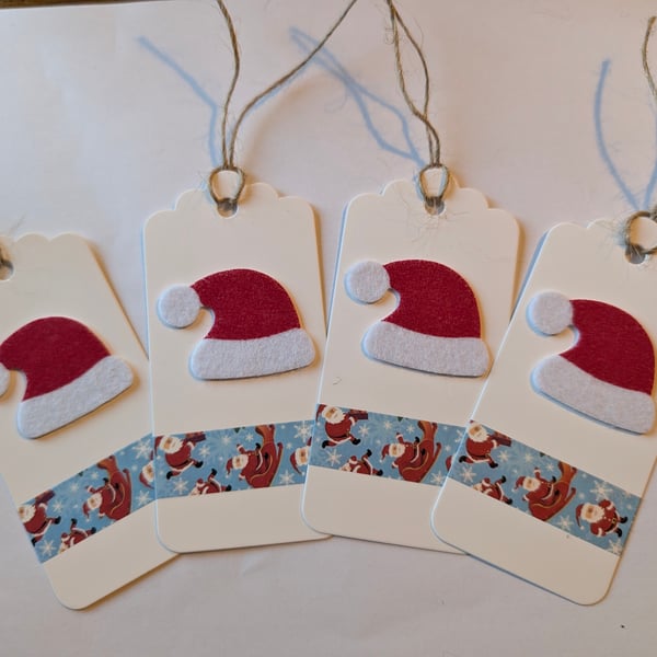 Homemade Christmas gift tags pack - Santa's hat 