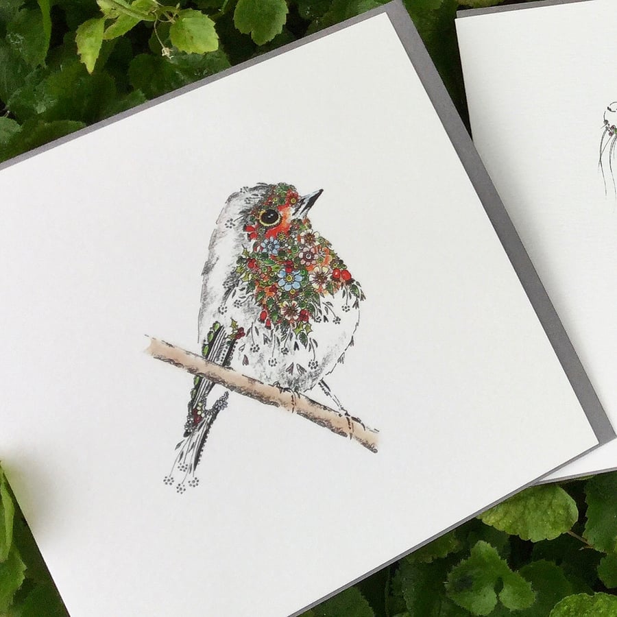  Rose hip Robin greeting card 