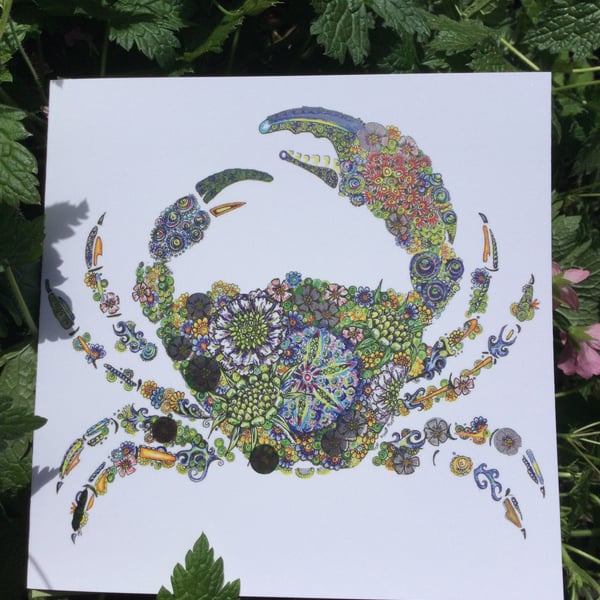 Sparkly Crab greeting card 