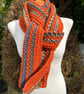 Hand Knitted Pumpkin Spice Textured Long Scarf Unisex Neck Warmer - Image 5