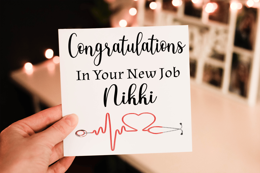 Congratulations Medical New Job Card, Personalised Card for New Job
