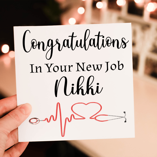 Congratulations Medical New Job Card, Personalised Card for New Job