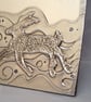 Magical pewter hare mirror decorated with oak leaves and moon design - Image 3