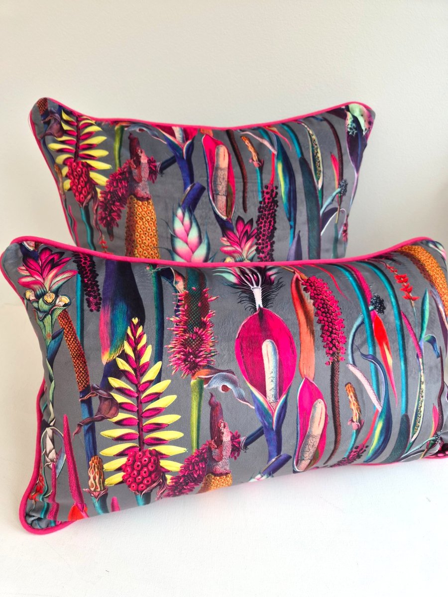 Printed Velvet Jungle Design Cushion Cover 