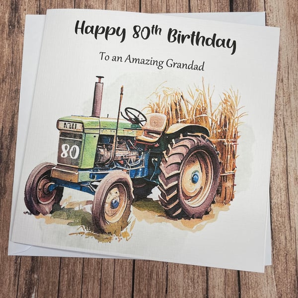 Tractor Birthday Card for Dad Grandad Husband Handmade Personalised Farmers Card