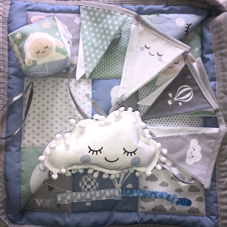 Baby Quilt Playmat Bunting & Accessories Gift Set FREE P&P