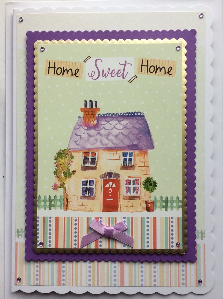 3D Luxury Handmade Card Home Sweet Home House Cottage with Picket Fence