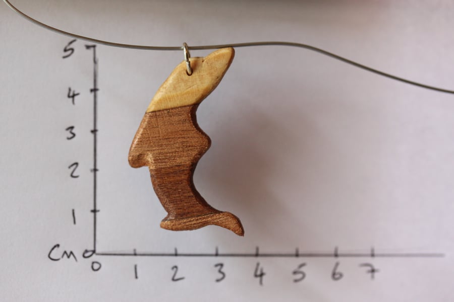 Shark Pendant with three veneers (coloured woods)