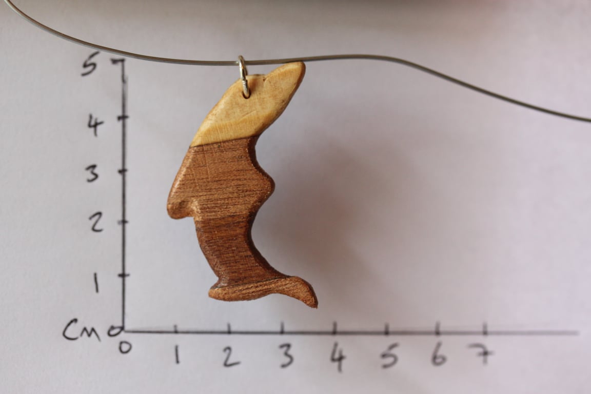 Shark Pendant with three veneers (coloured woods)