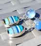 Surfite & Blue Seaglass Earrings Fine & Sterling Silver Jewellery Gift Upcycled - Image 3