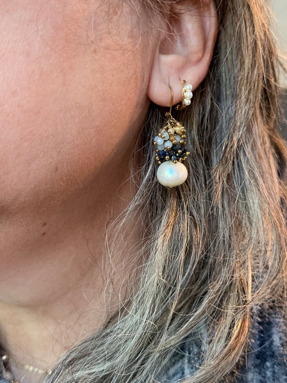 Sapphire Skies & Golden Light. Gemstone and Pearls