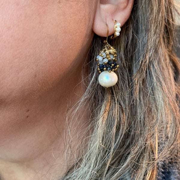 Sapphire Skies & Golden Light. Gemstone and Pearls