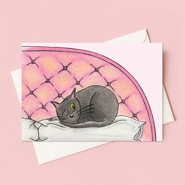 Sleepy Kitten Greeting Card: Cat Lover Birthday Card (110)