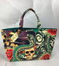 Gothic tote bag, Skulls shopper, handmade in Sussex