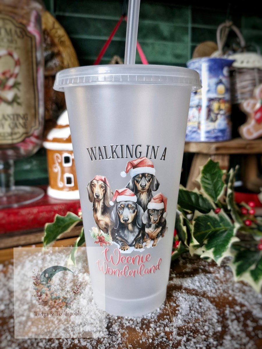 Dachshund christmas cold cup tumbler 
