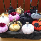 Halloween fabric pumpkin small handmade autumn decor mini velour or felt pumpkin