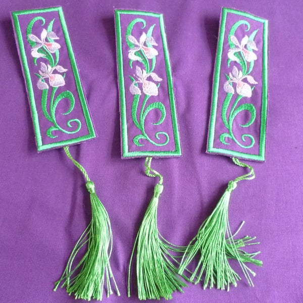 Embroidered Bookmarks, Page Savers. Floral, Animal, Crosses. Handmade in UK