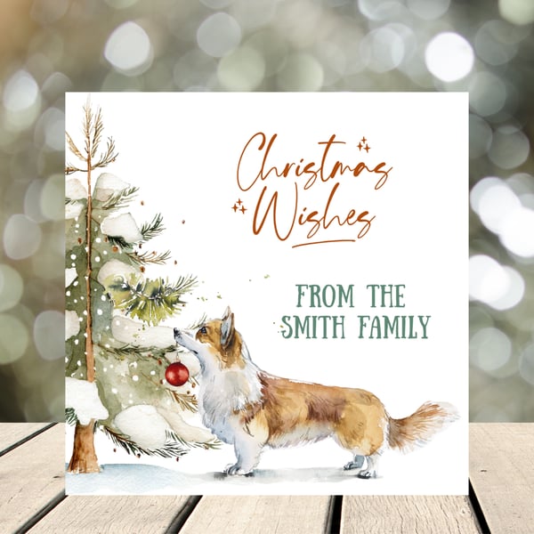 Corgi Dog Christmas card for personalisation.
