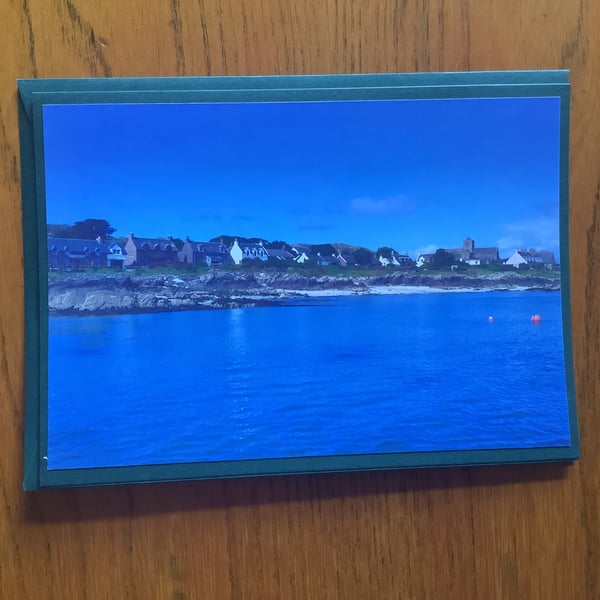 Handmade photo card of Iona Village, Isle of Iona