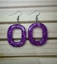 Handmade Purple Glitter Resin Dangle Earrings Sparkly Statement Jewellery