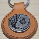 Leather Keyring with Playing Card Concho