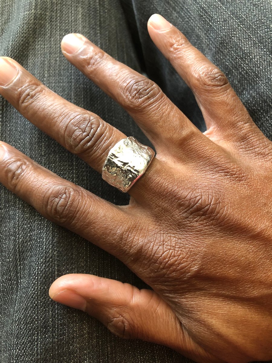 Solid silver nugget ring