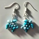 Turtle earrings on silver plated earhooks